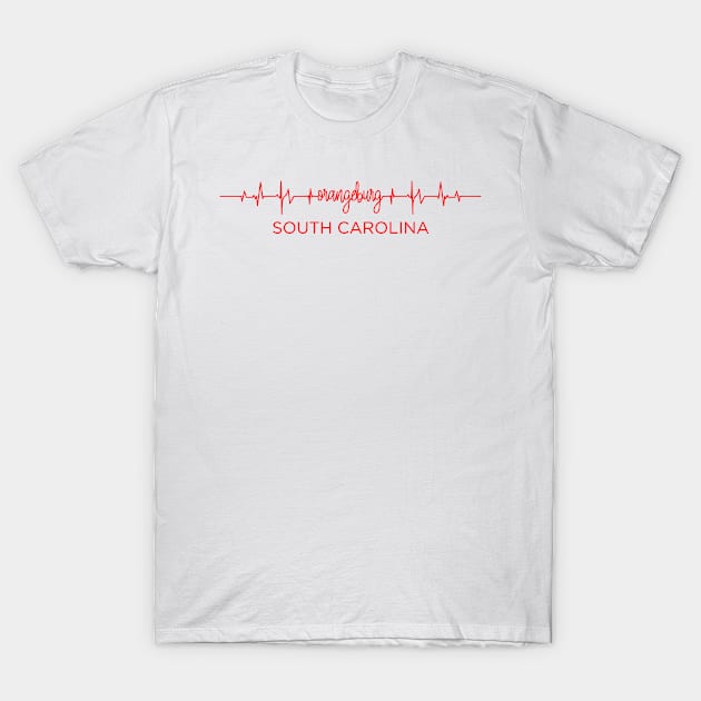 I Love Orangeburg South Carolina USA Heartbeat Funny T-Shirt For Men Women Custom T-Shirt by lorijaquelyn